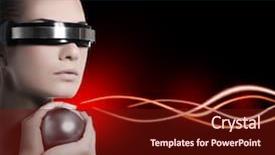  Presentation with cyber - Beautiful theme featuring beautiful cyber woman isolated backdrop and a tawny brown colored foreground