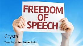  Presentation with freedom - Colorful PPT theme enhanced with constitutional law - freedom of speech card backdrop and a arctic colored foreground