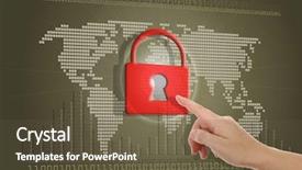  Presentation with blocked - Beautiful slide set featuring finger padlock - secure or blocked internet access backdrop and a tawny brown colored foreground