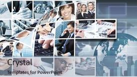  Presentation with web services - Colorful PPT theme enhanced with web services - business people team collage technology backdrop and a light blue colored foreground