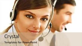  Presentation with smiling kids at summer camp - PPT layouts enhanced with web services - businesswoman with headset smiling background and a coral colored foreground