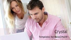  Presentation with broken home upset couple - Theme with web shop - couple at home using laptop background and a lemonade colored foreground