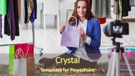  Presentation with video templstes gor cpr - Amazing PPT theme having web shop - fashion blogger recording video backdrop and a  colored foreground