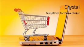  Presentation with cashback online shopping - PPT theme with web shop - internet online shopping concept background and a gold colored foreground