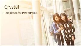  Presentation with web technology - Audience pleasing slides consisting of web technology - asian woman with her friend backdrop and a cream colored foreground