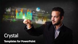  Presentation with colorful - Presentation design with web technology - business person touching colorful charts background and a black colored foreground