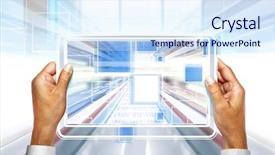  Presentation with web technology - Colorful slides enhanced with web technology - computer background with laptop technologies backdrop and a sky blue colored foreground