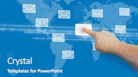  Presentation with binary blue - Colorful PPT layouts enhanced with web technology - finger touching message symbol backdrop and a teal colored foreground