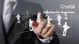  Presentation with structure - Presentation theme featuring web technology - hand pushing social network structure background and a gray colored foreground