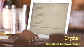  Presentation with web technology - Audience pleasing presentation theme consisting of web technology - woman working with laptop backdrop and a tawny brown colored foreground