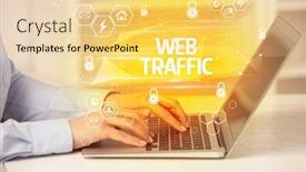  Presentation with web security - Theme with web-traffic-inscription-on-laptop background and a blonde colored foreground
