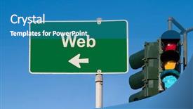  Presentation with green traffic light - Presentation design having web traffic sign with green background and a teal colored foreground