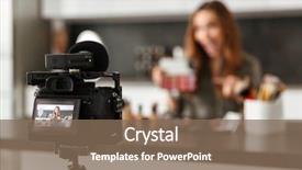  Presentation with mental health video - Cool new presentation theme with web tutorial - smiling healthy young girl recording backdrop and a  colored foreground