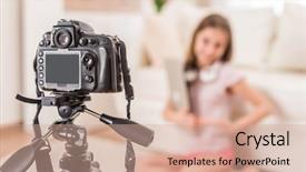  Presentation with teen girl - Colorful presentation theme enhanced with web tutorial - young smiling videobloger teen girl backdrop and a  colored foreground