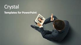  Presentation with floor - Beautiful PPT theme featuring webcam - businessman sitting on the floor backdrop and a gray colored foreground