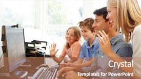  Presentation with home office - Cool new PPT layouts with webcam - family using skype in home backdrop and a coral colored foreground