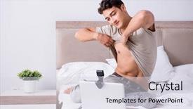  Presentation with online dating - Presentation theme consisting of webcam - young sexy man in online background and a sky blue colored foreground