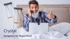  Presentation with via crucis católica - Slide set consisting of webcam in bed at home background and a sky blue colored foreground