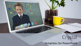  Presentation with distance learning - Presentation theme with webcam-view-of-caucasian-male background and a light blue colored foreground