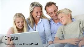  Presentation with internet crimes - Colorful presentation theme enhanced with webcamera - family connected on internet backdrop and a light blue colored foreground