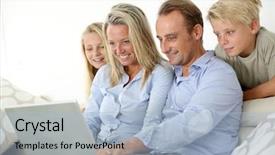  Presentation with internet security children awareness - PPT layouts enhanced with webcamera - family connected on internet background and a light blue colored foreground