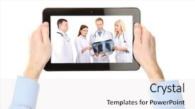  Presentation with consulting - Beautiful slide set featuring webinar white man - healthcare online consulting concept backdrop and a white colored foreground