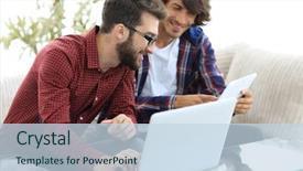  Presentation with designe for two wheelers safety - Beautiful slides featuring webmaster - portrait of two web designers backdrop and a sky blue colored foreground