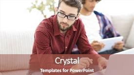  Presentation with web - Cool new slides with webmaster - portrait of two web designers backdrop and a red colored foreground