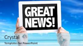  Presentation with news release - Slide deck enhanced with webmaster - tablet pc with text great background and a arctic colored foreground