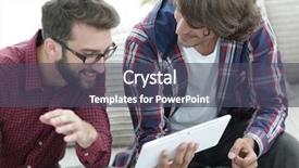  Presentation with web - Slide deck with webmaster - two creative web designers working background and a dark gray colored foreground