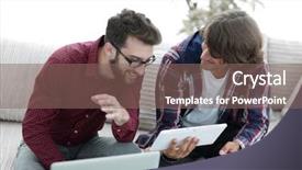  Presentation with web - Presentation design enhanced with webmaster - two creative web designers working background and a  colored foreground