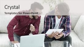  Presentation with web - Slides with webmaster - two creative web designers working background and a  colored foreground