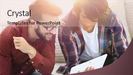  Presentation with designe for two wheelers safety - Slide deck featuring webmaster - two creative web designers working background and a  colored foreground