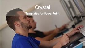  Presentation with computer network design - PPT layouts enhanced with webmaster - young graphic designer working background and a  colored foreground