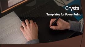  Presentation with graphic - Amazing slide deck having webmaster - young graphic designer working backdrop and a wine colored foreground