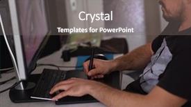  Presentation with computer network design - PPT theme having webmaster - young graphic designer working background and a  colored foreground