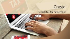  Presentation with online payment - Cool new PPT theme with government website - online tax payment concept male's backdrop and a lemonade colored foreground