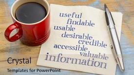  Presentation with coffee cup - Cool new slides with website design importance - user experience concept - attributes backdrop and a coral colored foreground