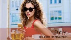  Presentation with woman - Audience pleasing slide deck consisting of website lunching - charming brunette woman with beautiful backdrop and a red colored foreground