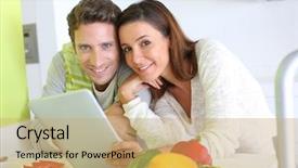  Presentation with broken home upset couple - Slide deck consisting of concrete mixer container on local construction site background and a coral colored foreground