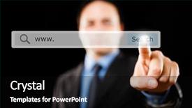 Presentation with search - Slide set enhanced with website promotion - man clicking a search button background and a black colored foreground