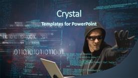  Presentation with hacker white - Audience pleasing presentation design consisting of website red white - hacker holding a laptop backdrop and a ocean colored foreground