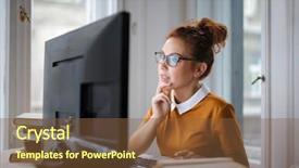  Presentation with maintenance of computer - Amazing theme having website red white - young woman thinking in front backdrop and a tawny brown colored foreground