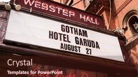  Presentation with marquee - Amazing PPT theme having webster-hall-marquee-featuring-gotham backdrop and a wine colored foreground