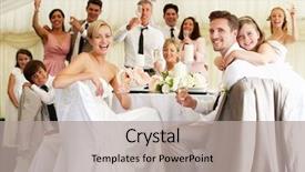  Presentation with bride - PPT theme enhanced with wedding - bride and groom celebrating background and a light gray colored foreground