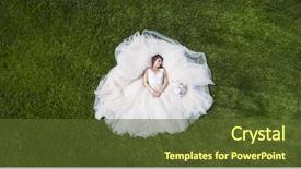  Presentation with married - Slide set enhanced with wedding - bride preparing to be married background and a tawny brown colored foreground
