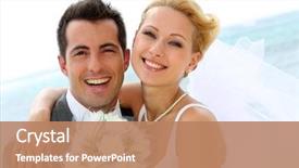  Presentation with married - Presentation having wedding - cheerful married couple standing background and a coral colored foreground