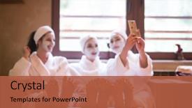  Presentation with bachelorette - Slide set enhanced with wedding - group of famale friends background and a red colored foreground