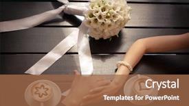  Presentation with man woman - Cool new presentation theme with party wedding - man and woman's hands backdrop and a coral colored foreground