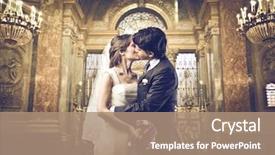  Presentation with married couple - Slide set with wedding - married couple kissing background and a coral colored foreground